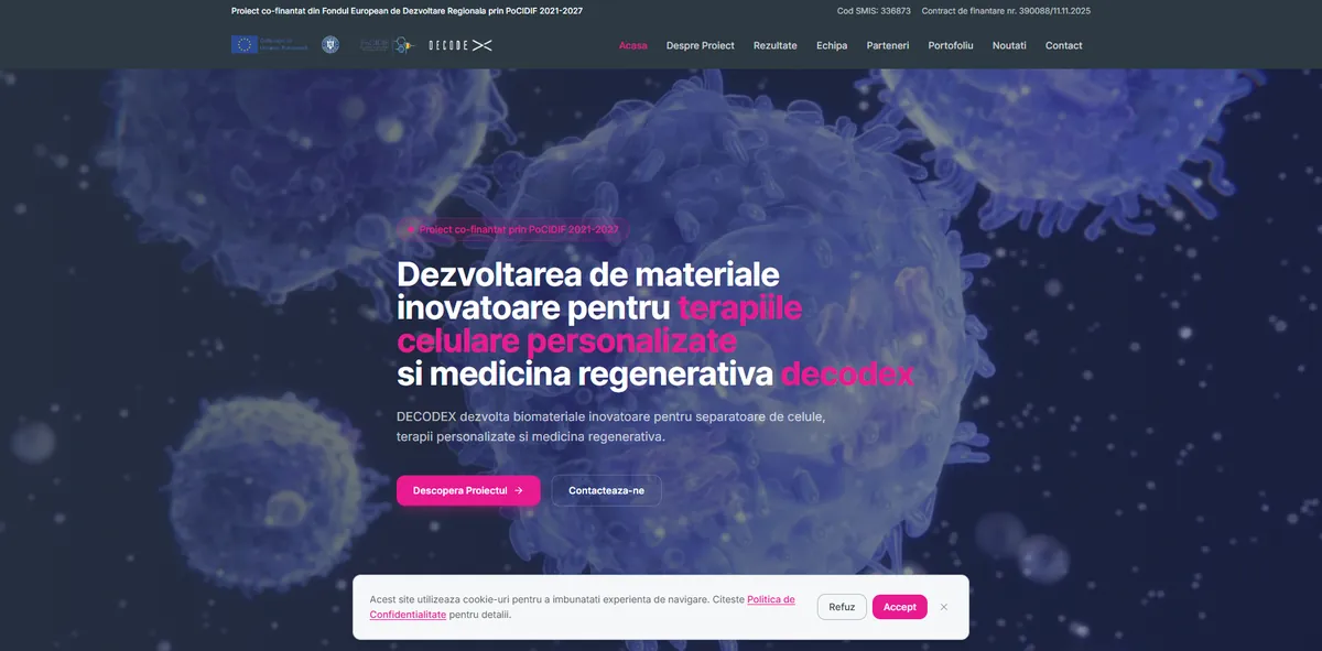 Site-ul DECODEX, realizat de MAST Studio