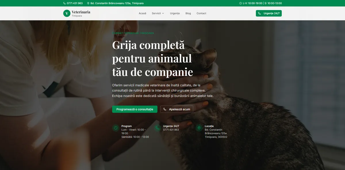Site-ul Veterinaria Timișoara, realizat de MAST Studio